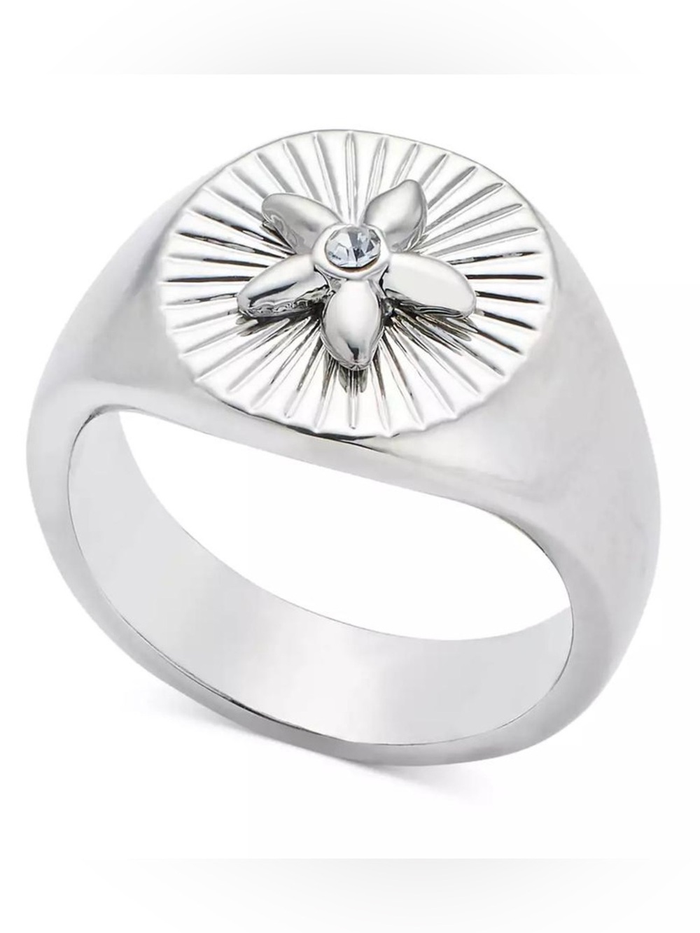 On 34th Rhodium-Plated Starfish Signet Ring